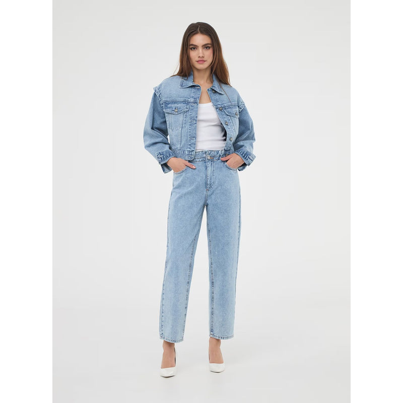 Light Blue Paper Bag Mom Jeans | Montivo Pakistan