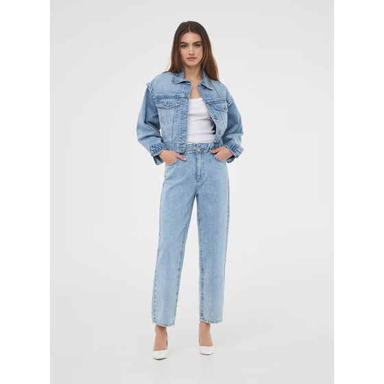 Light Blue Paper Bag Mom Jeans | Montivo Pakistan
