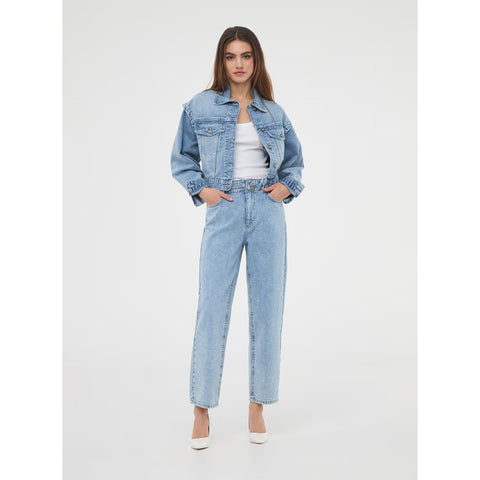 Light Blue Paper Bag Mom Jeans | Montivo Pakistan