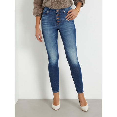 Dark Blue High Rise Button Fly Skinny Jeans | Montivo Pakistan