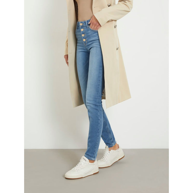 Mid Blue High Rise Button Fly Skinny Jeans | Montivo Pakistan