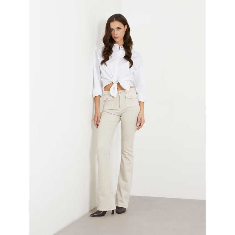 Cream High Rise Flare Jeans | Montivo Pakistan