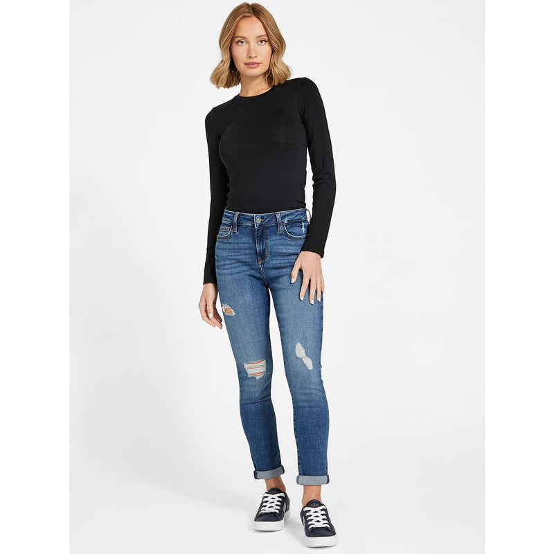 Blue Mid Rise Ripped Skinny Jeans | Montivo Pakistan