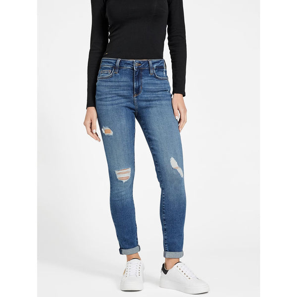 Blue Mid Rise Ripped Skinny Jeans | Montivo Pakistan