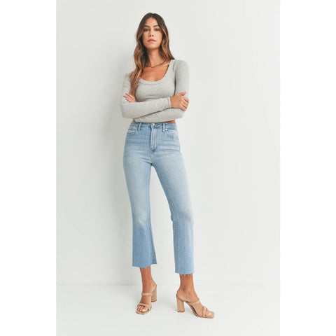 Light Blue Cropped Flare Jeans | Montivo Pakistan
