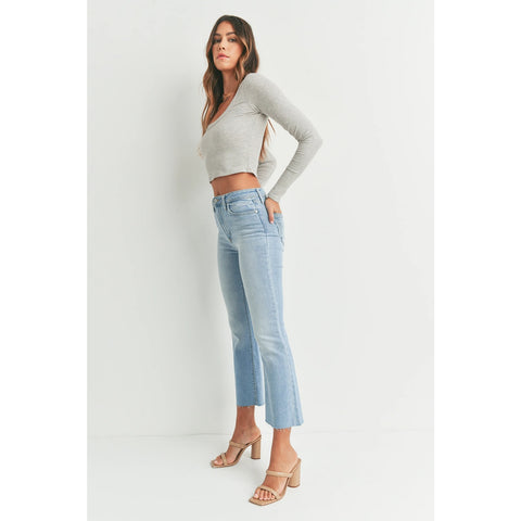 Light Blue Cropped Flare Jeans | Montivo Pakistan