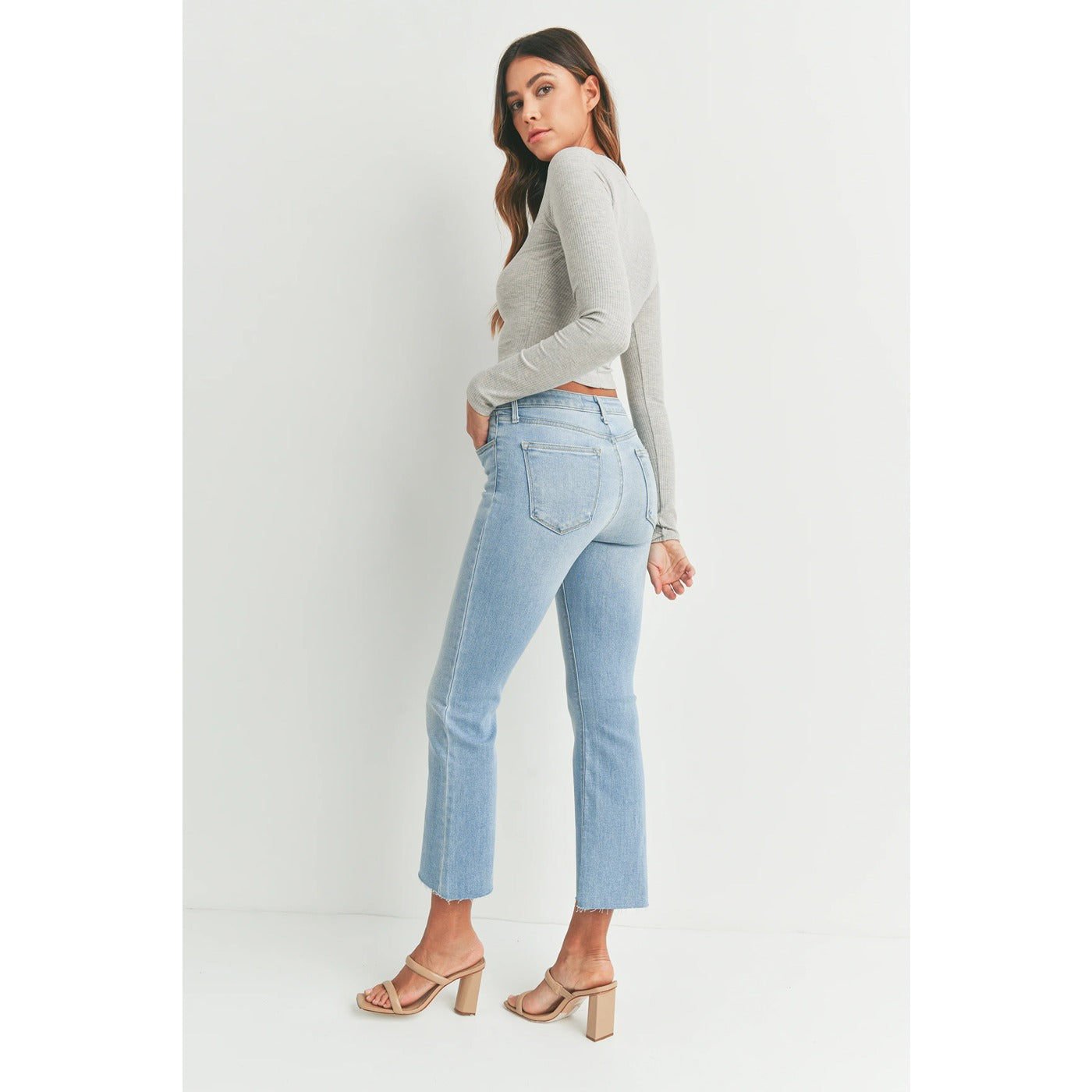 Light Blue Cropped Flare Jeans | Montivo Pakistan
