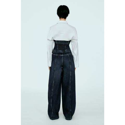 Blue Strapless Denim Jumpsuit | Montivo Pakistan