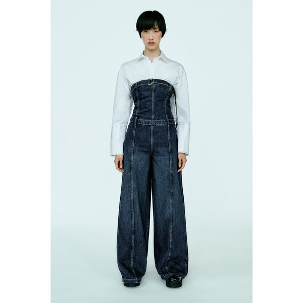Blue Strapless Denim Jumpsuit | Montivo Pakistan
