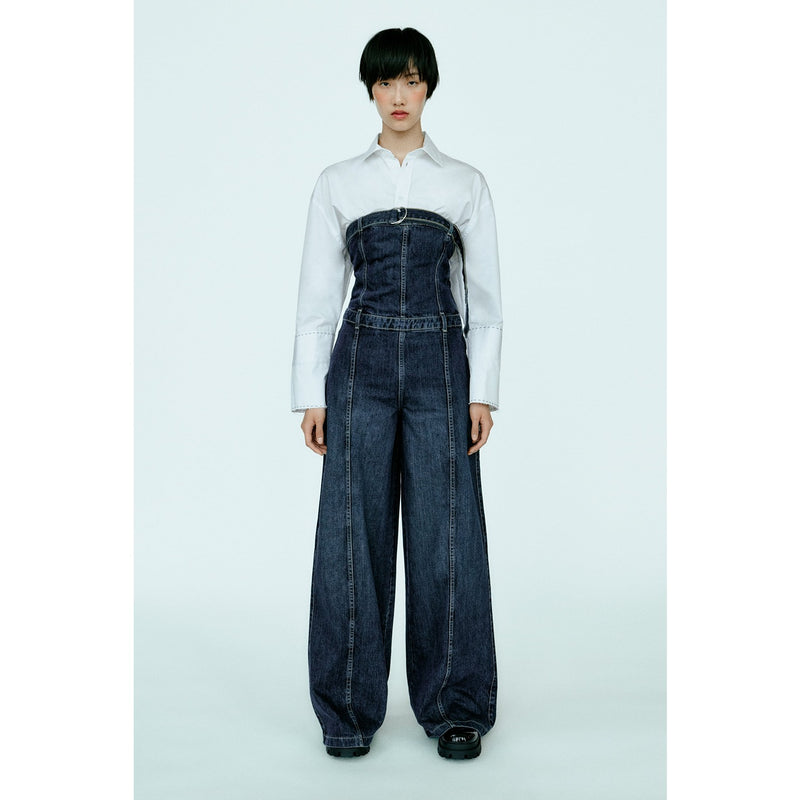 Blue Strapless Denim Jumpsuit | Montivo Pakistan