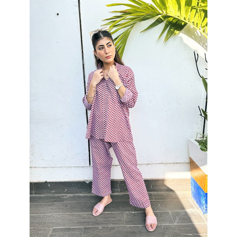 Red Patterned Matching Set | Montivo Pakistan