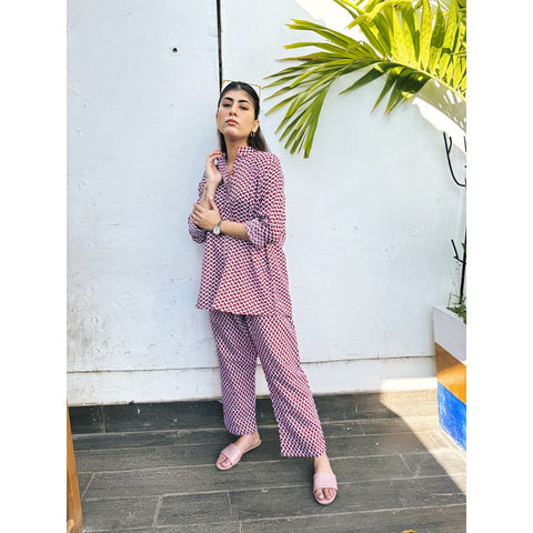 Red Patterned Matching Set | Montivo Pakistan