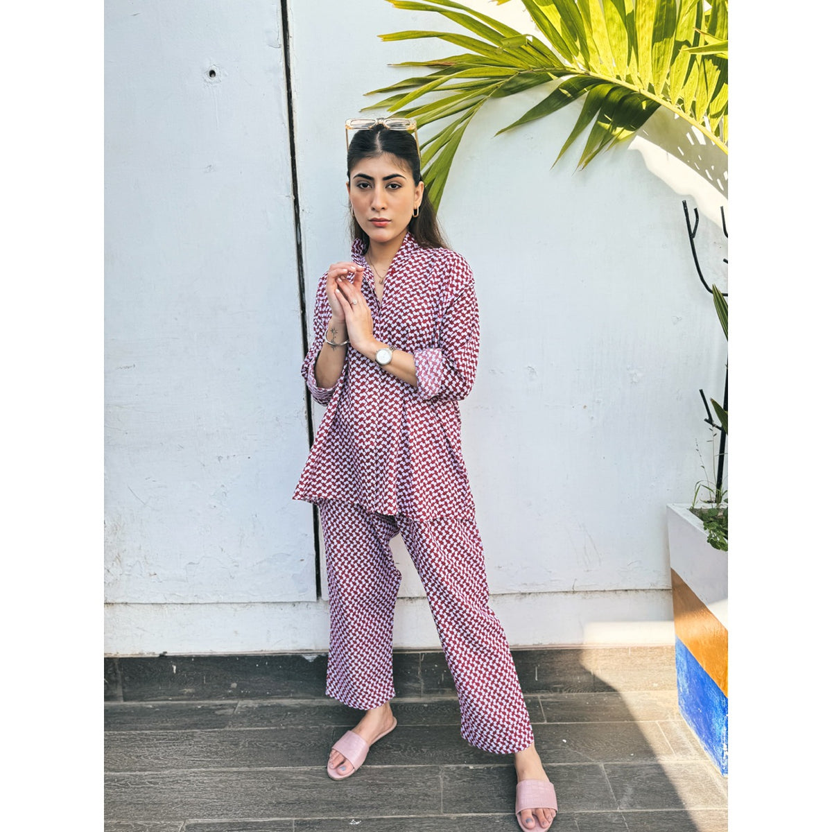 Red Patterned Matching Set | Montivo Pakistan