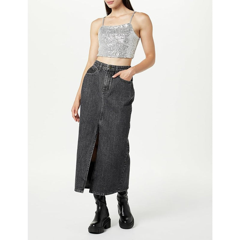 Charcoal High Waist Denim Skirt | Montivo Pakistan