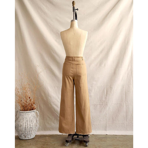 Beige Wide Leg Frayed Hem Jeans | Montivo Pakistan