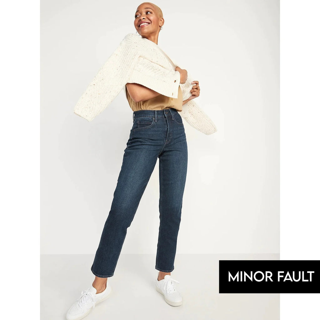 (Minor Fault) Extra High Button-Fly Dark Blue Jeans | Montivo Pakistan