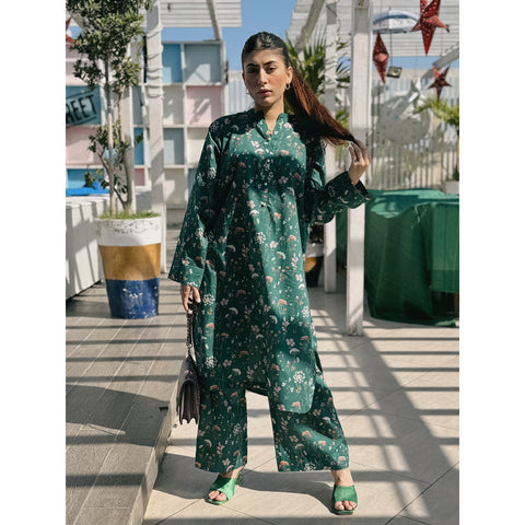 Green Floral Co-Ord Matching Set | Montivo Pakistan