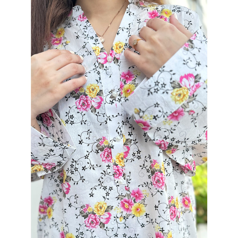 White Floral Co-Ord Matching Set | Montivo Pakistan