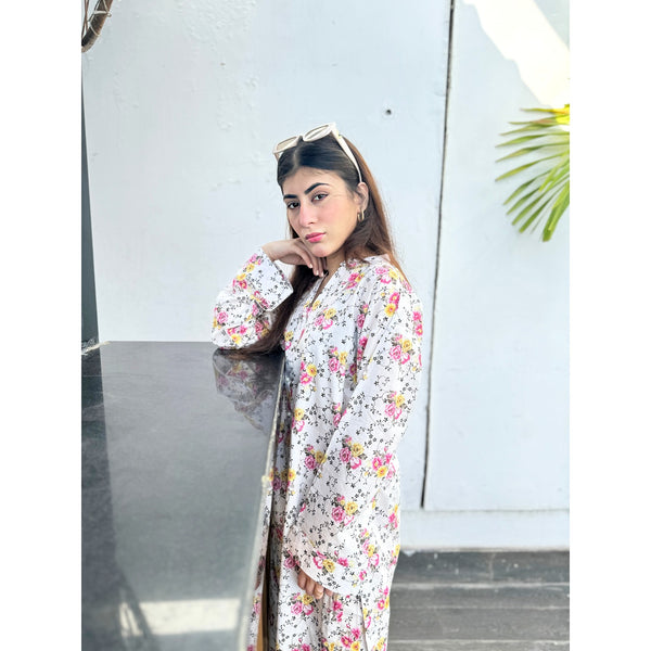 White Floral Co-Ord Matching Set | Montivo Pakistan