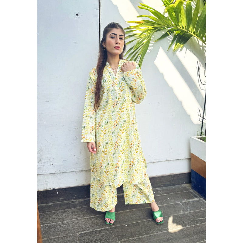 Light Green Floral Co-Ord Matching Set | Montivo Pakistan