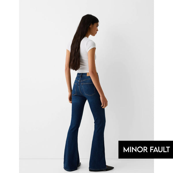 (Minor Fault) Dark Blue High Rise Flare Jeans | Montivo Pakistan