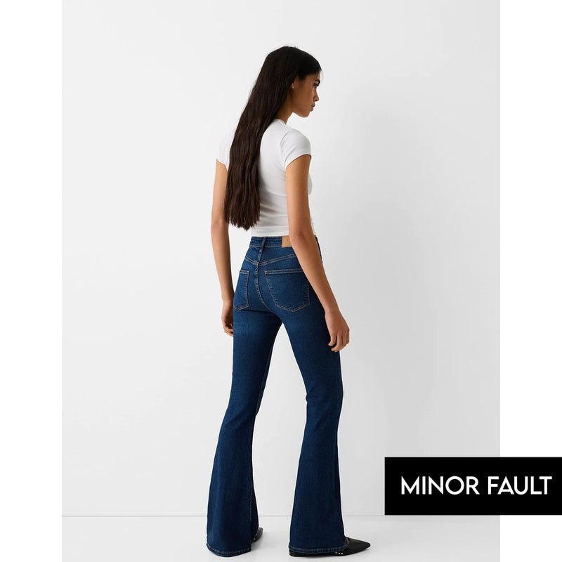 (Minor Fault) Dark Blue High Rise Flare Jeans | Montivo Pakistan