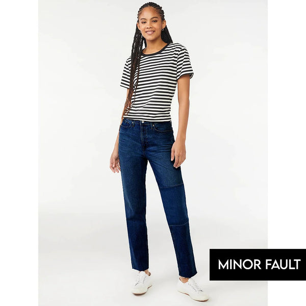(Minor Fault) High Rise Patch Straight Jeans | Montivo Pakistan
