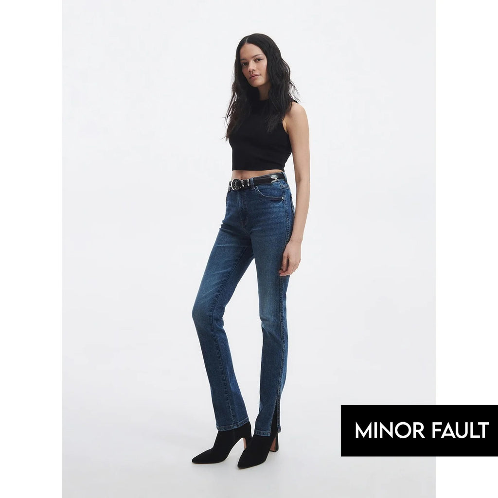 (Minor Fault) Slim Mini Flare Split Hem Jeans | Montivo Pakistan