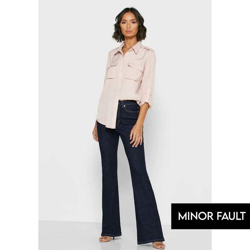 (Minor Fault) Curvy Dark Wash Boot-Cut Jeans | Montivo Pakistan
