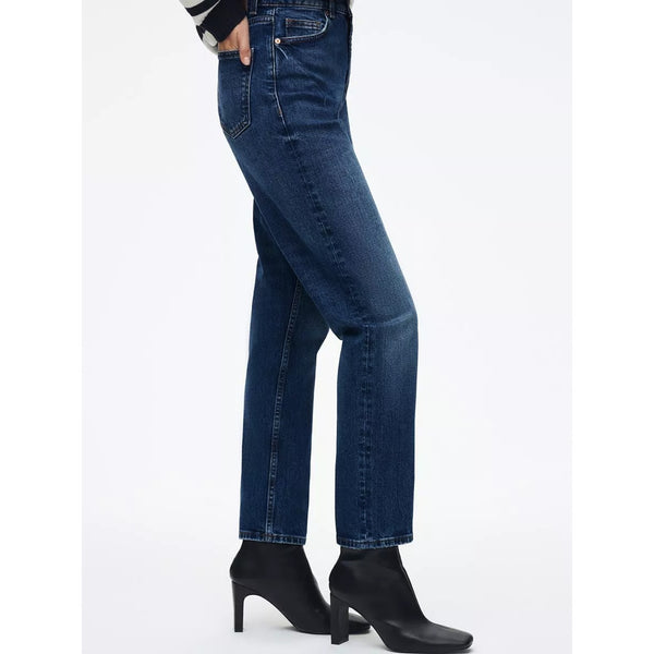 Dark Blue Mid Rise Slim Mom Jeans | Montivo Pakistan
