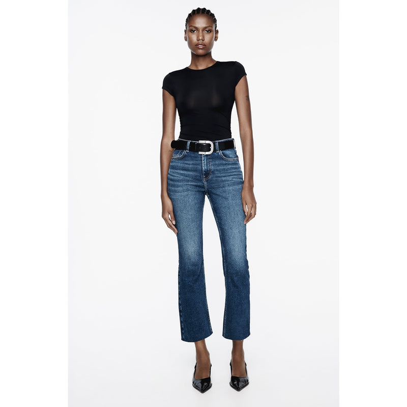 Blue High Waisted Mini Flare Jeans | Montivo Pakistan