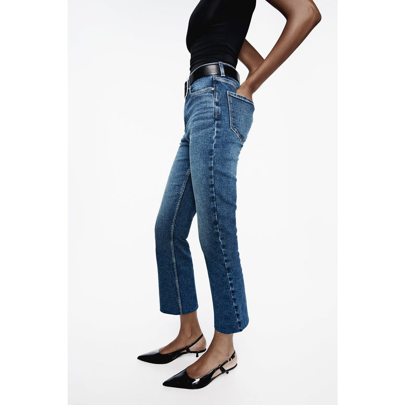 Blue High Waisted Mini Flare Jeans | Montivo Pakistan