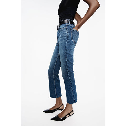 Blue High Waisted Mini Flare Jeans | Montivo Pakistan