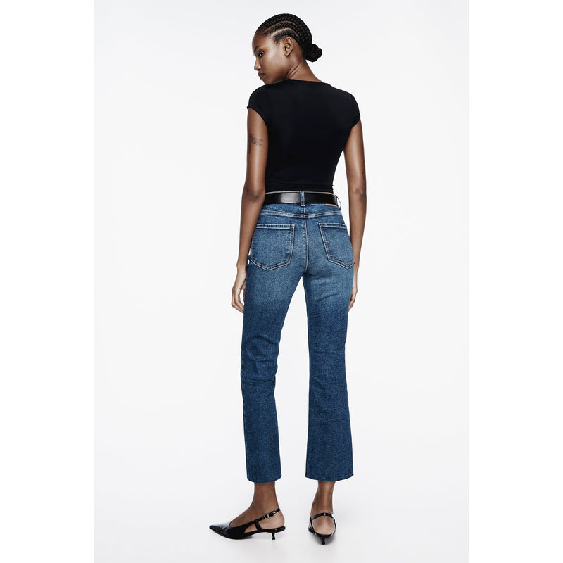 Blue High Waisted Mini Flare Jeans | Montivo Pakistan