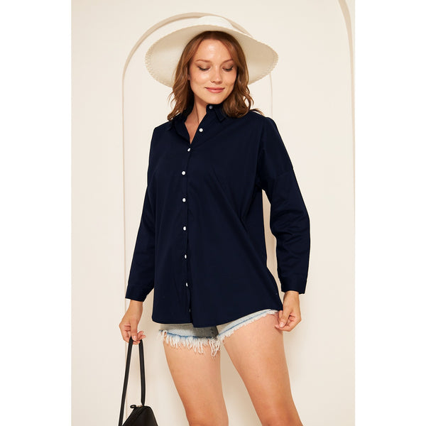 Navy Blue Oversized Shirt | Montivo Pakistan