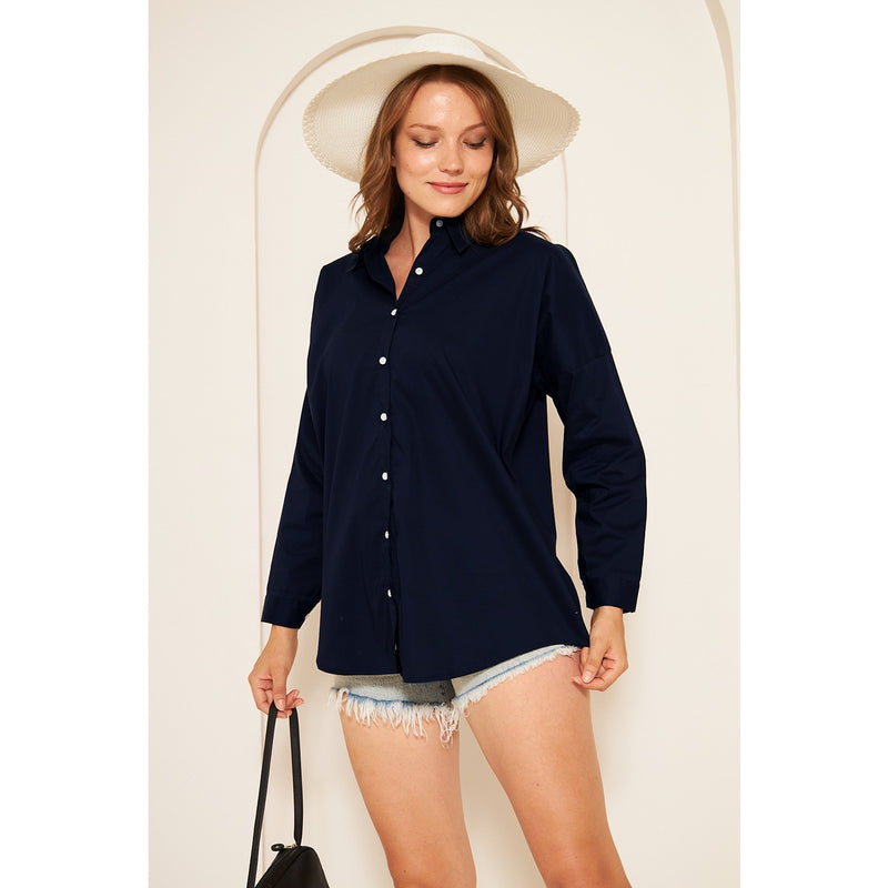 Navy Blue Oversized Shirt | Montivo Pakistan