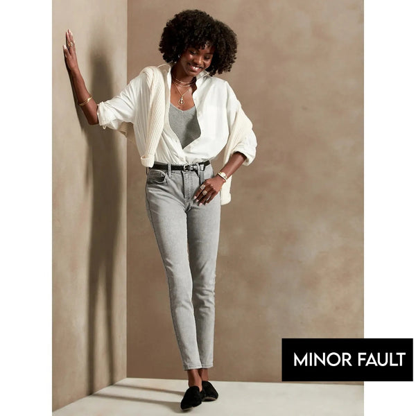 (Minor Fault) Mid Rise Grey Wash Skinny Jeans | Montivo Pakistan