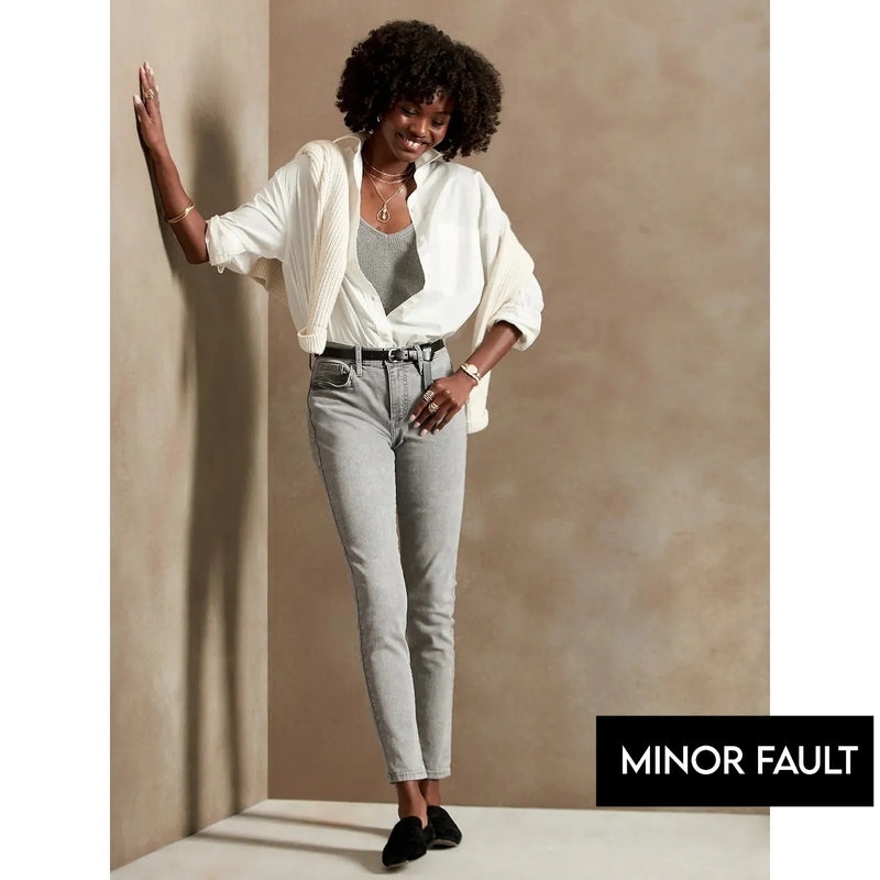 (Minor Fault) Mid Rise Grey Wash Skinny Jeans | Montivo Pakistan