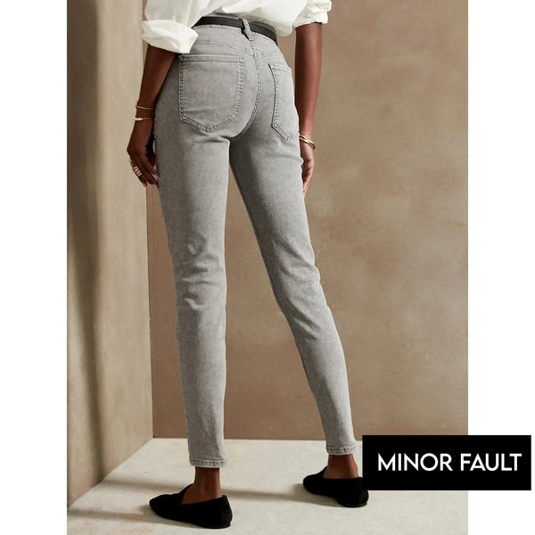 (Minor Fault) Mid Rise Grey Wash Skinny Jeans | Montivo Pakistan