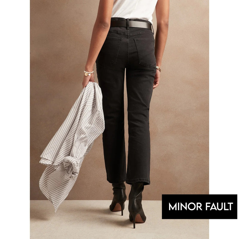(Minor Fault) High Rise Boot Cut Black Jeans | Montivo Pakistan