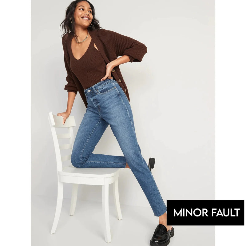 (Minor Fault) High Rise Straight Cut-off Jeans | Montivo Pakistan