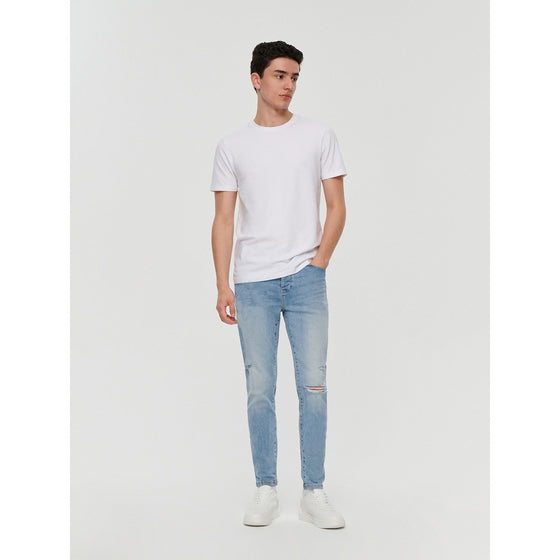 Light Blue Skinny Fit Ripped Jeans | Montivo Pakistan