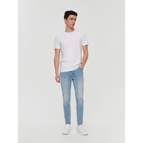 Light Blue Skinny Fit Ripped Jeans | Montivo Pakistan