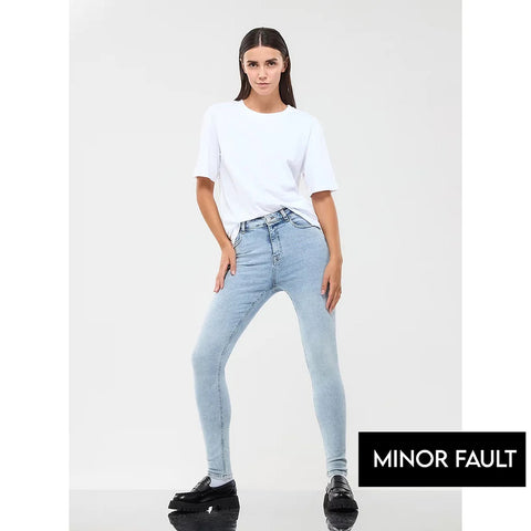 (Minor Fault) Light Blue Regular Waist Skinny Jeans | Montivo Pakistan