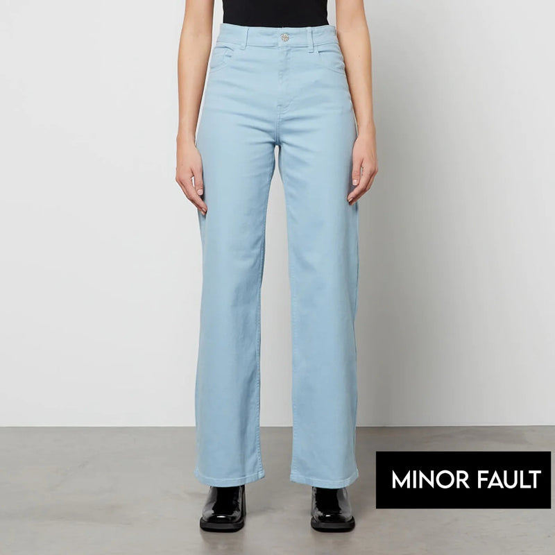 (Minor Fault) Cyan Blue Straight Leg Jeans | Montivo Pakistan