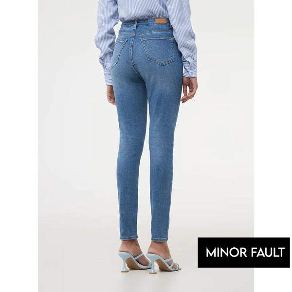 (Minor Fault) Mid Blue High Waisted Skinny Jeans | Montivo Pakistan