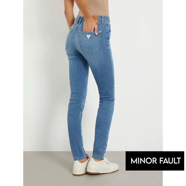 (Minor Fault) Mid Blue High Rise Button Fly Skinny Jeans | Montivo Pakistan