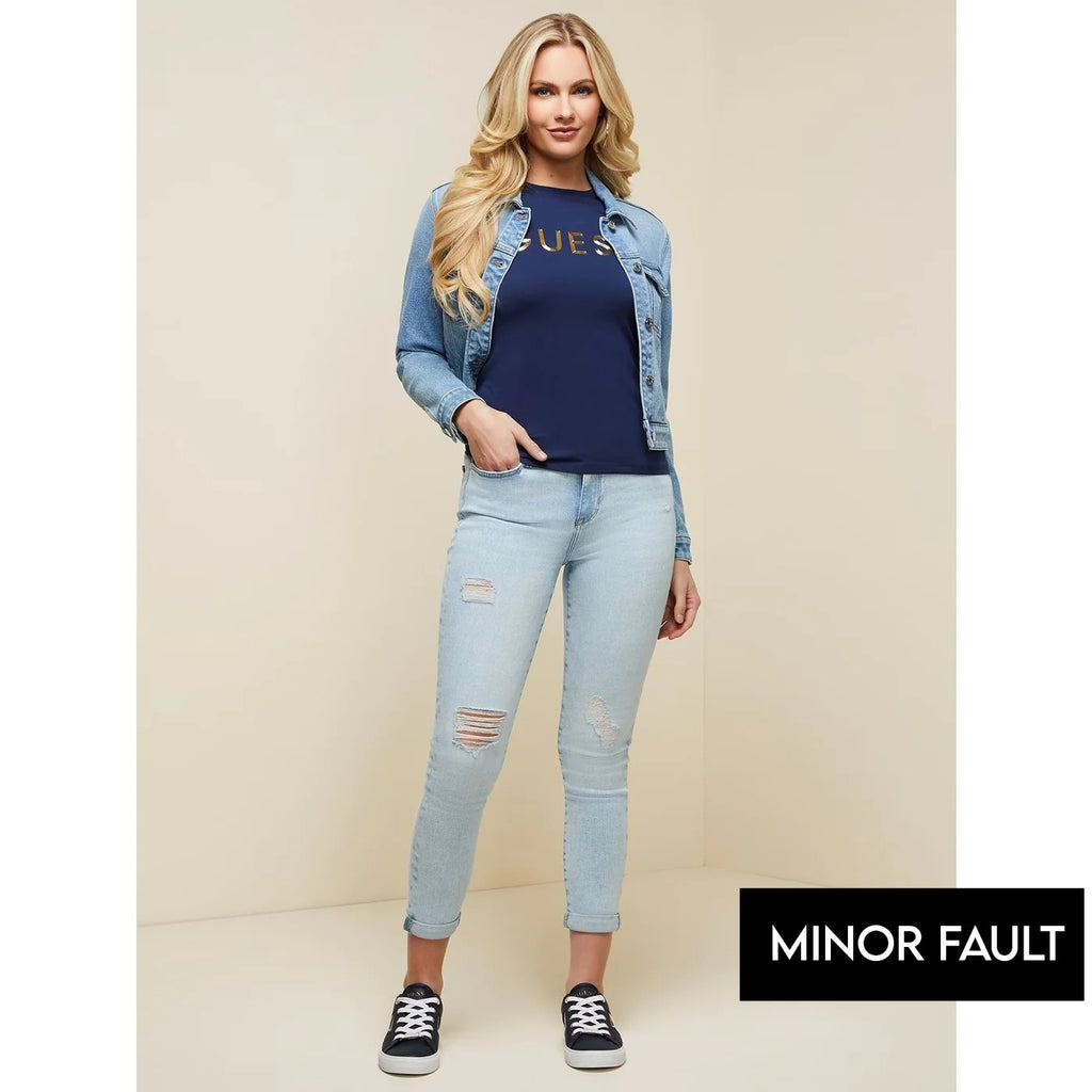 (Minor Fault) Light Blue Skinny Ripped Jeans | Montivo Pakistan
