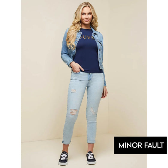 (Minor Fault) Light Blue Skinny Ripped Jeans | Montivo Pakistan