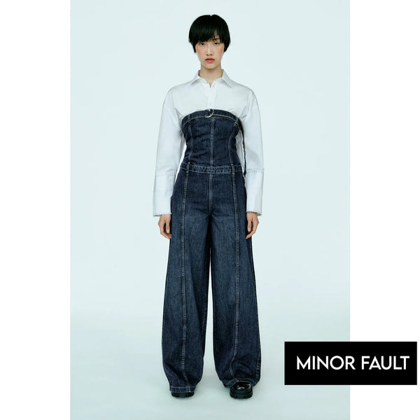 (Minor Fault) Blue Strapless Denim Jumpsuit | Montivo Pakistan